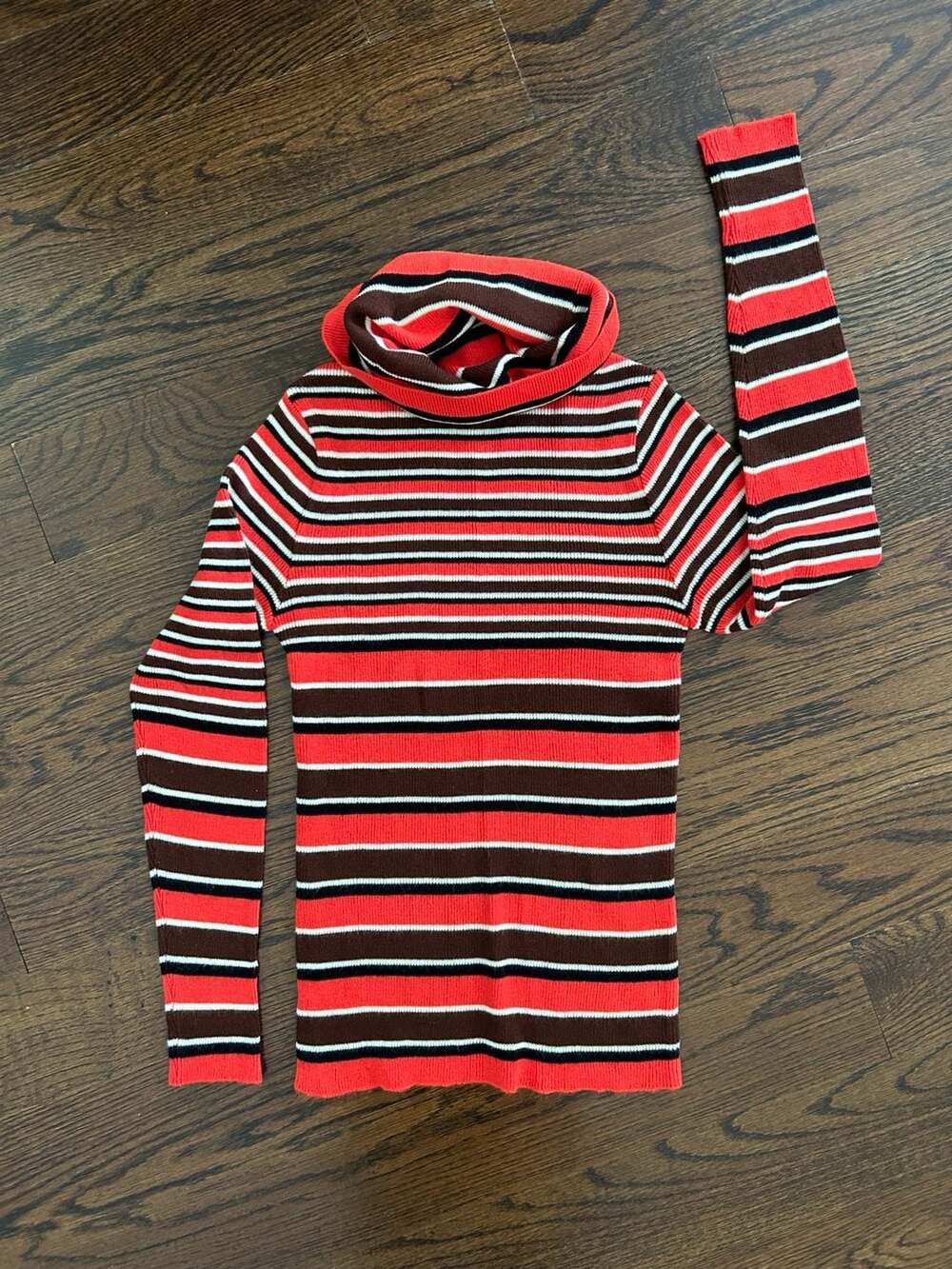 Vintage Berries Striped Turtleneck Sweater Size M